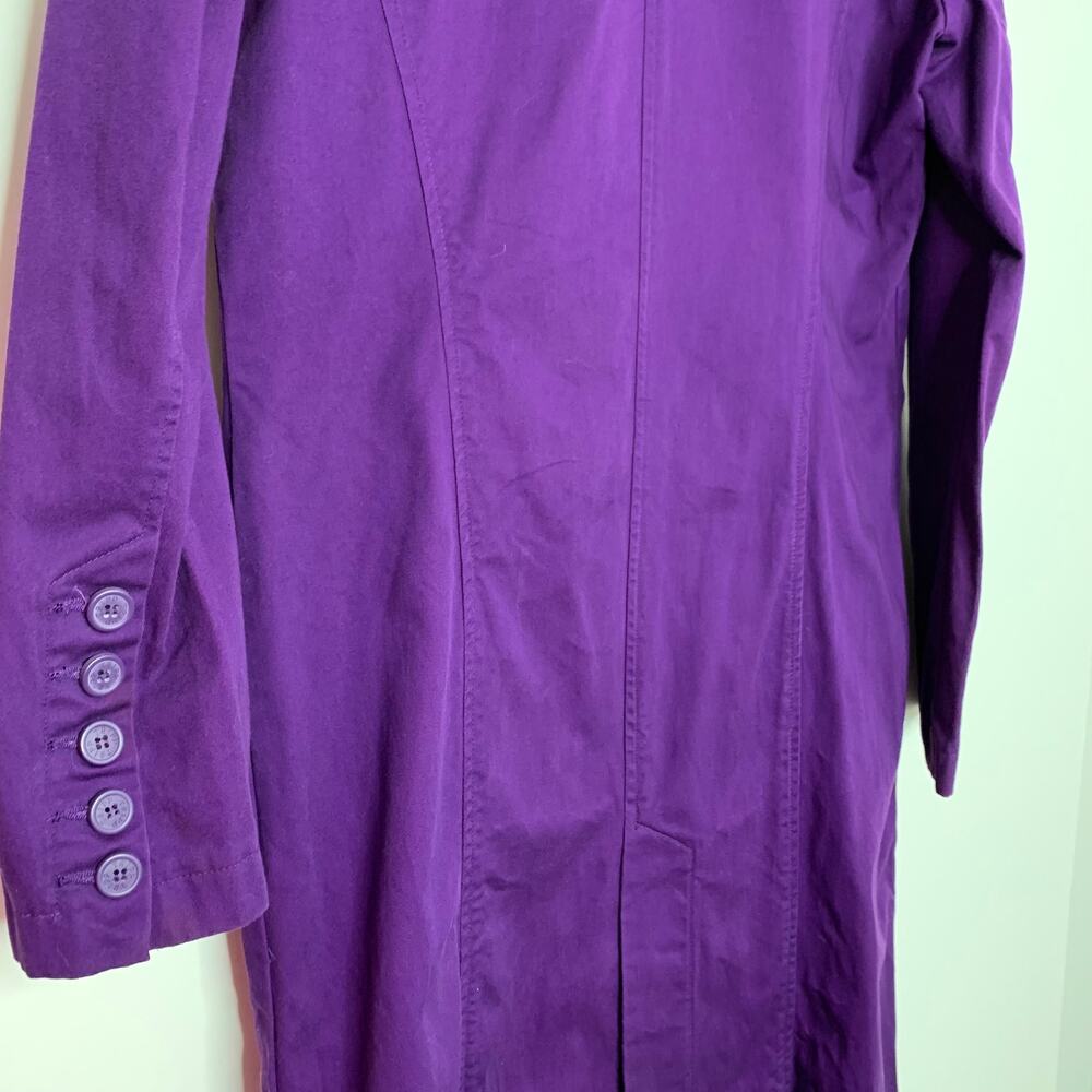 TRIPP NYC Purple Gothic Trench Coat Long Button Front Jacket Alt Grunge Medium - Picture 13 of 16